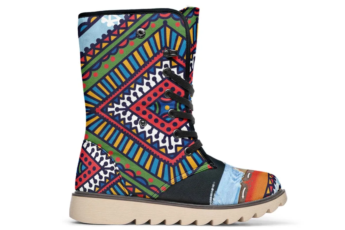 Abstract Tectonic Plates Polar Vibe Boots