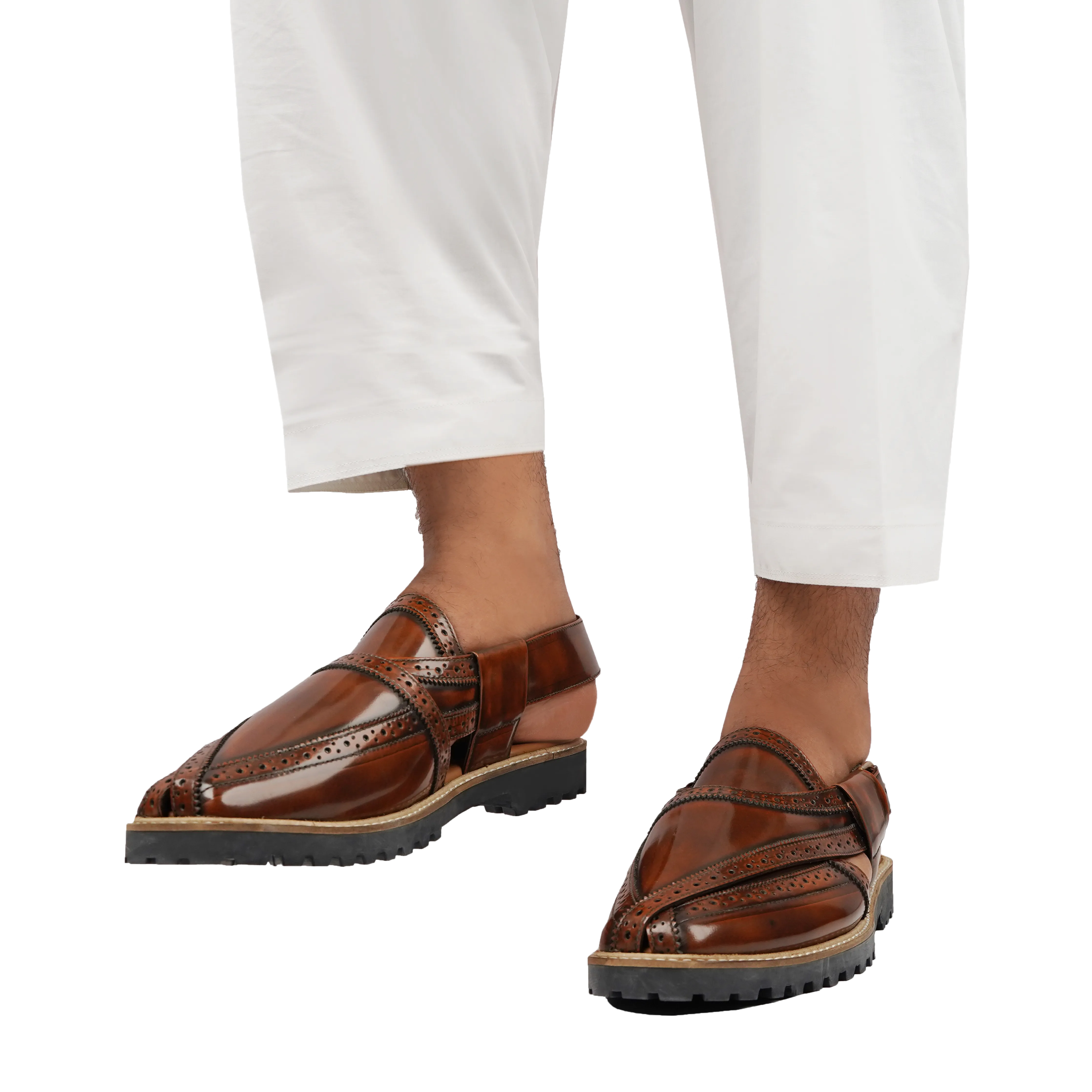 Brooklyn - Men's Tan Box Leather High Shine Sandal