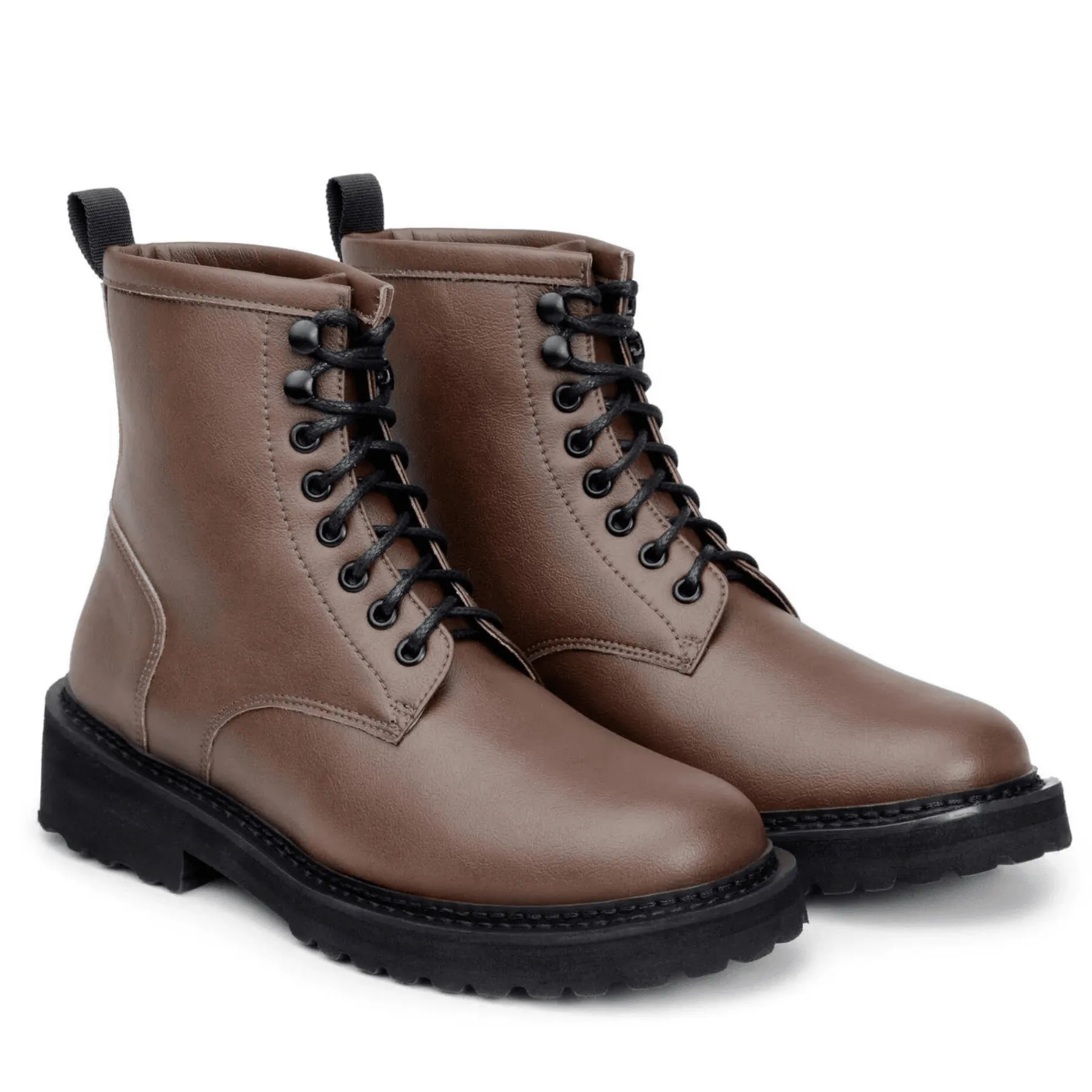 'Everyday Work Boot' unisex vegan lace-up boot with chunky sole by Ahimsa - cognac