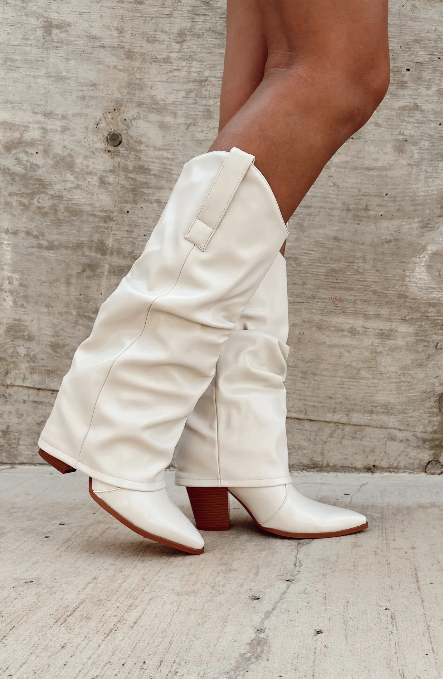 Fall so Hard White Slouchy Cowboy Boot