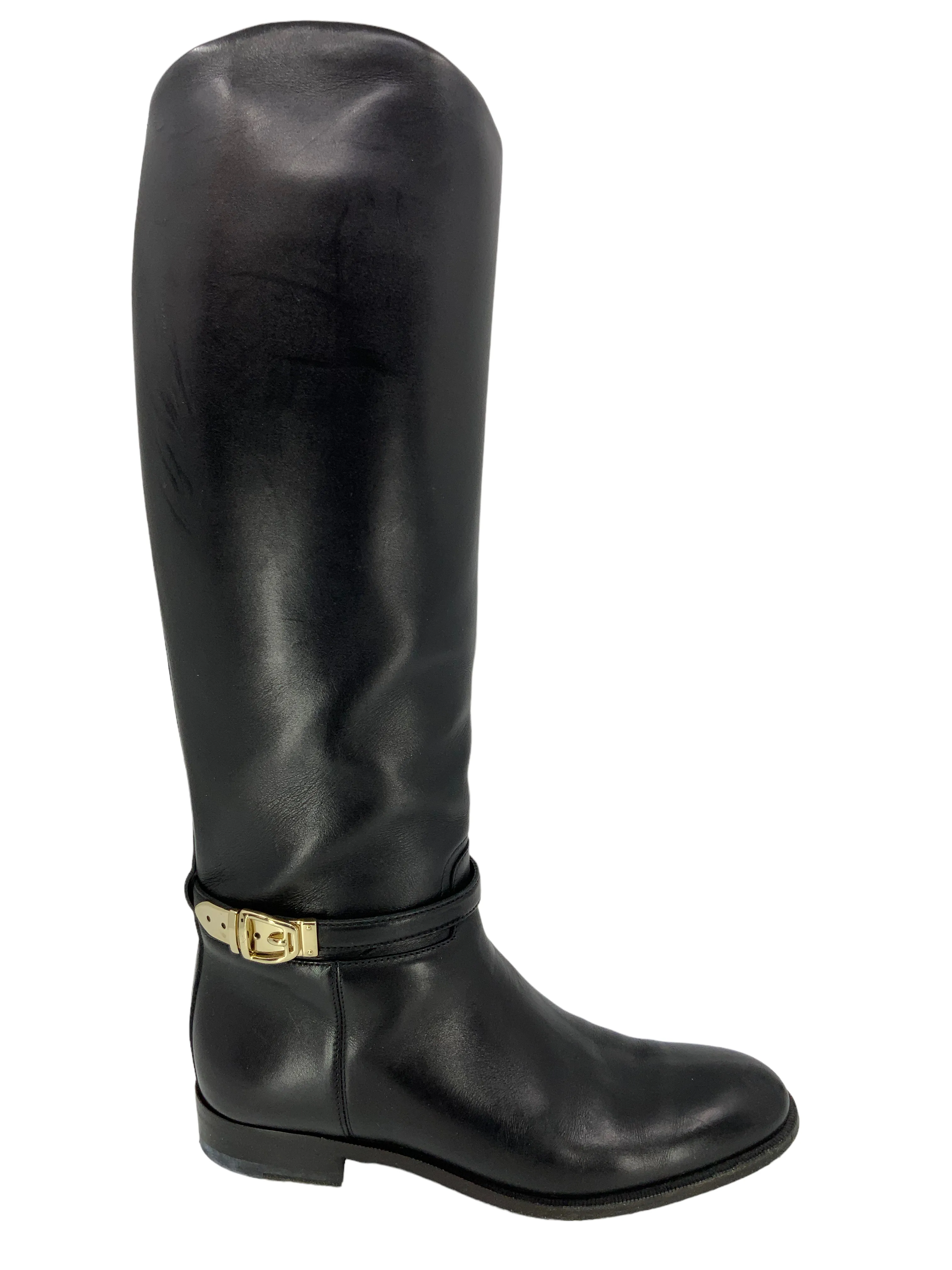 Gucci Leather Buckle Knee High Boots Size 7.5