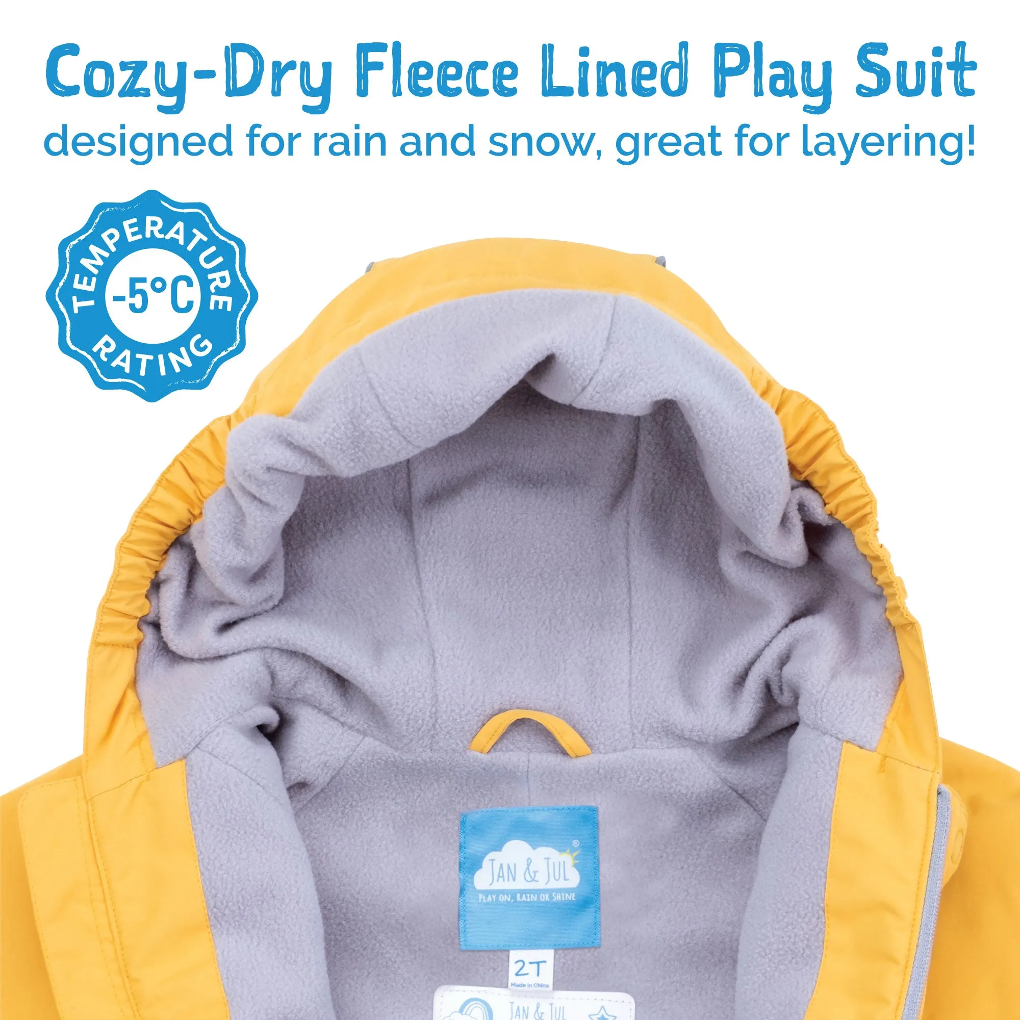 Jan & Jul Nebula Blue Cozy-Dry Fleece Lined Rain Play Suit