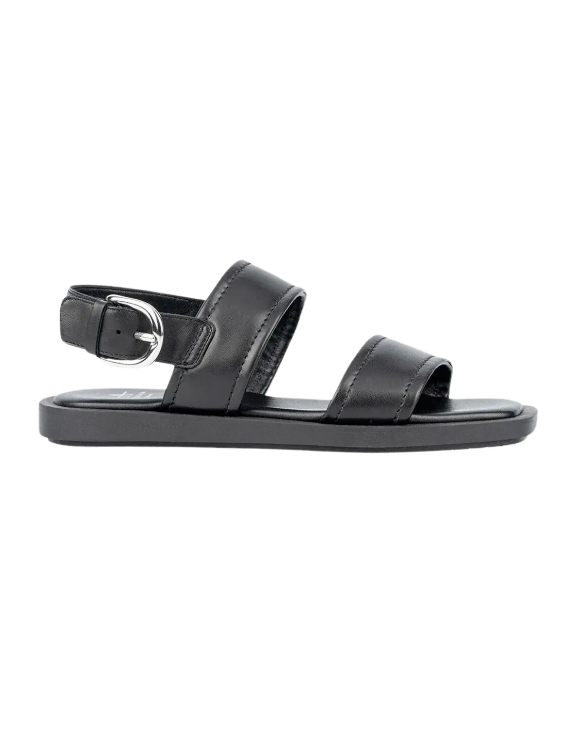 Joni Luxe Napa Flat Sandal (Black Nappa)