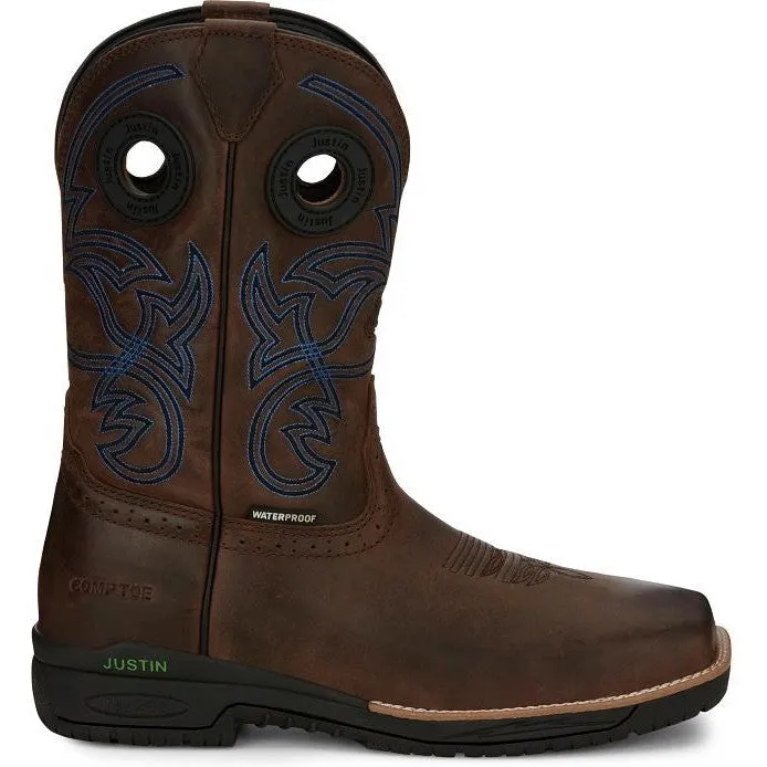 Justin Men's Nitread 11 Nano Comp Toe Western Work Boot -Brown- CR3204