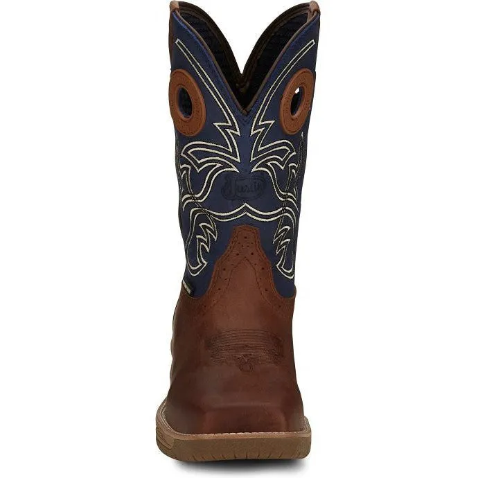 Justin Men's Nitread 11 Square Toe Western Work Boot -Blue- CR3206