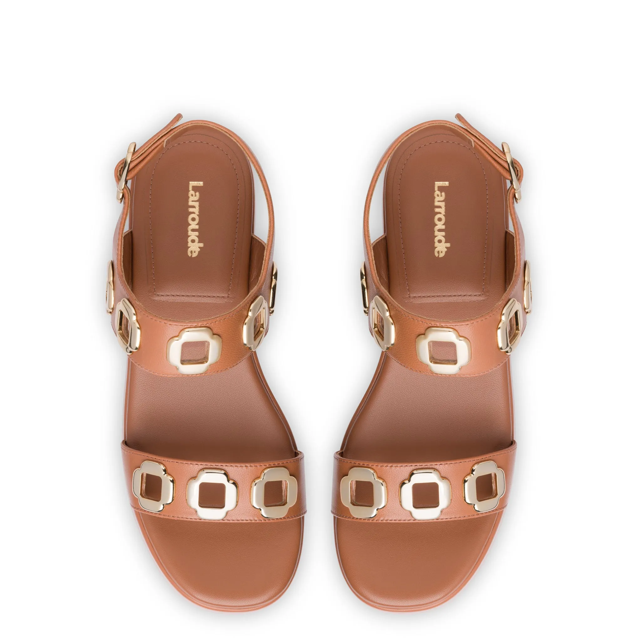 Milan Flatform Sandal In Caramel Leather