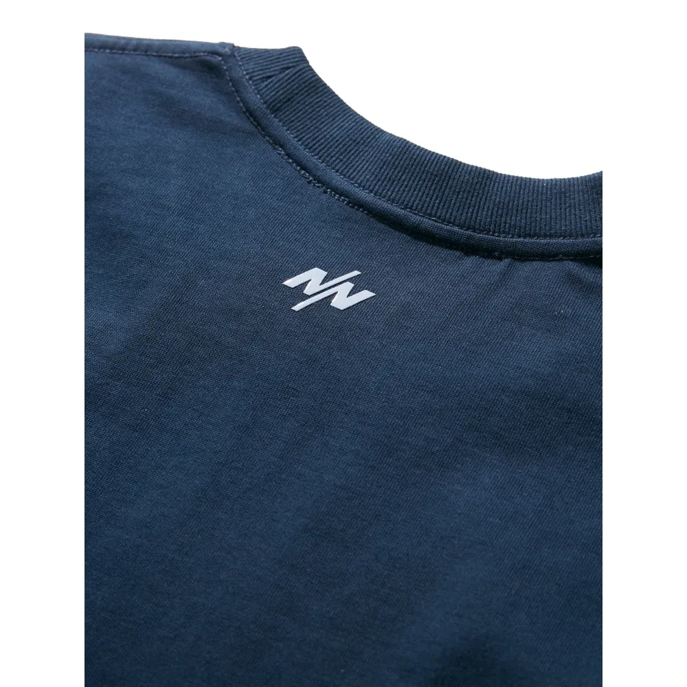 NINE POINT NINE ELEMENT LONG SLEEVES ROUND TEE-NAVY