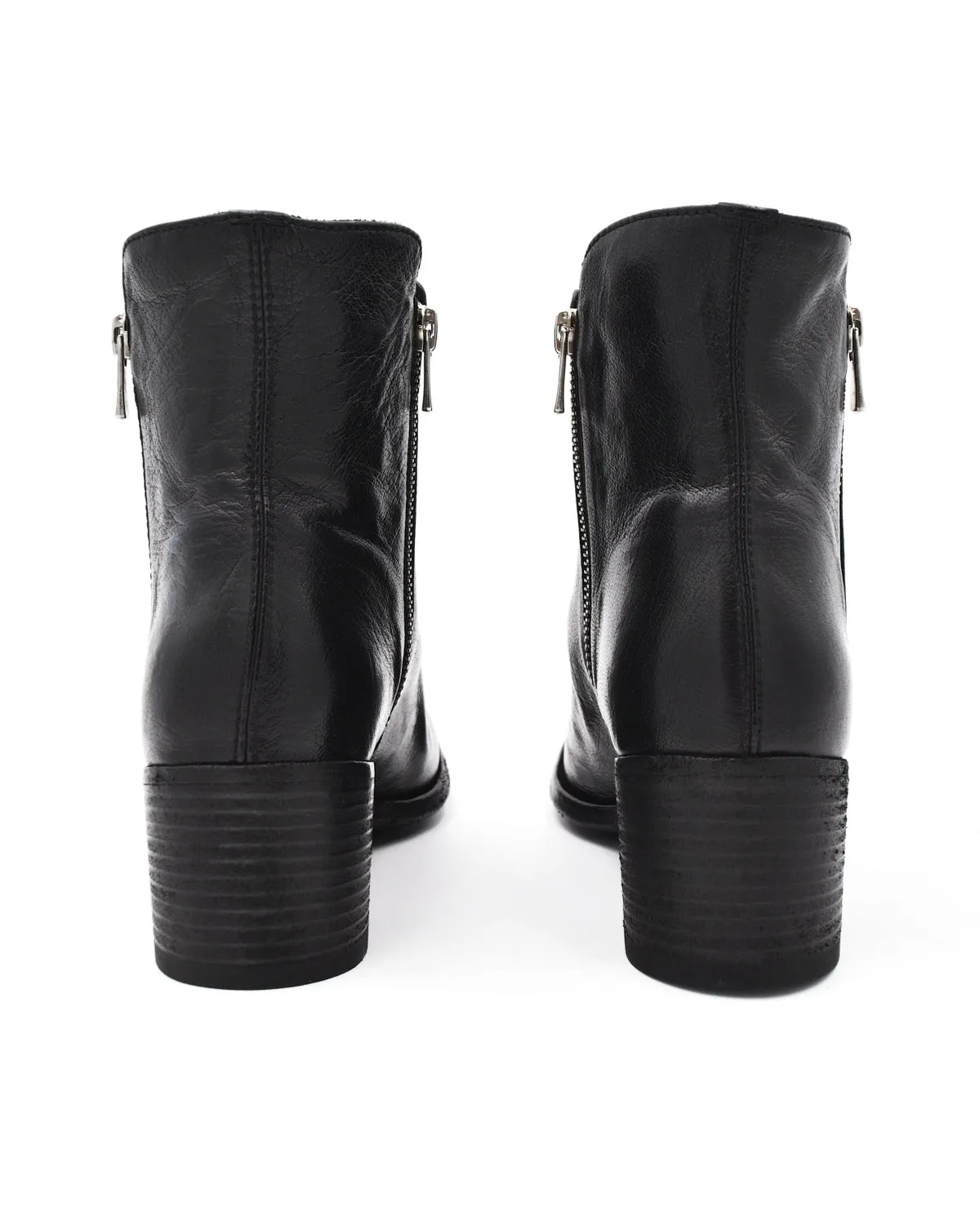 Officine Denner Black Double Zip Mid Heel Boot