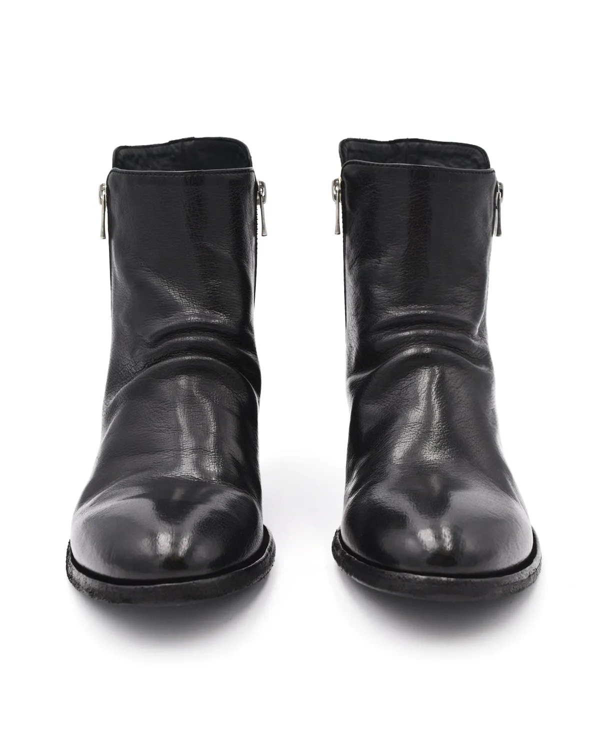 Officine Denner Black Double Zip Mid Heel Boot