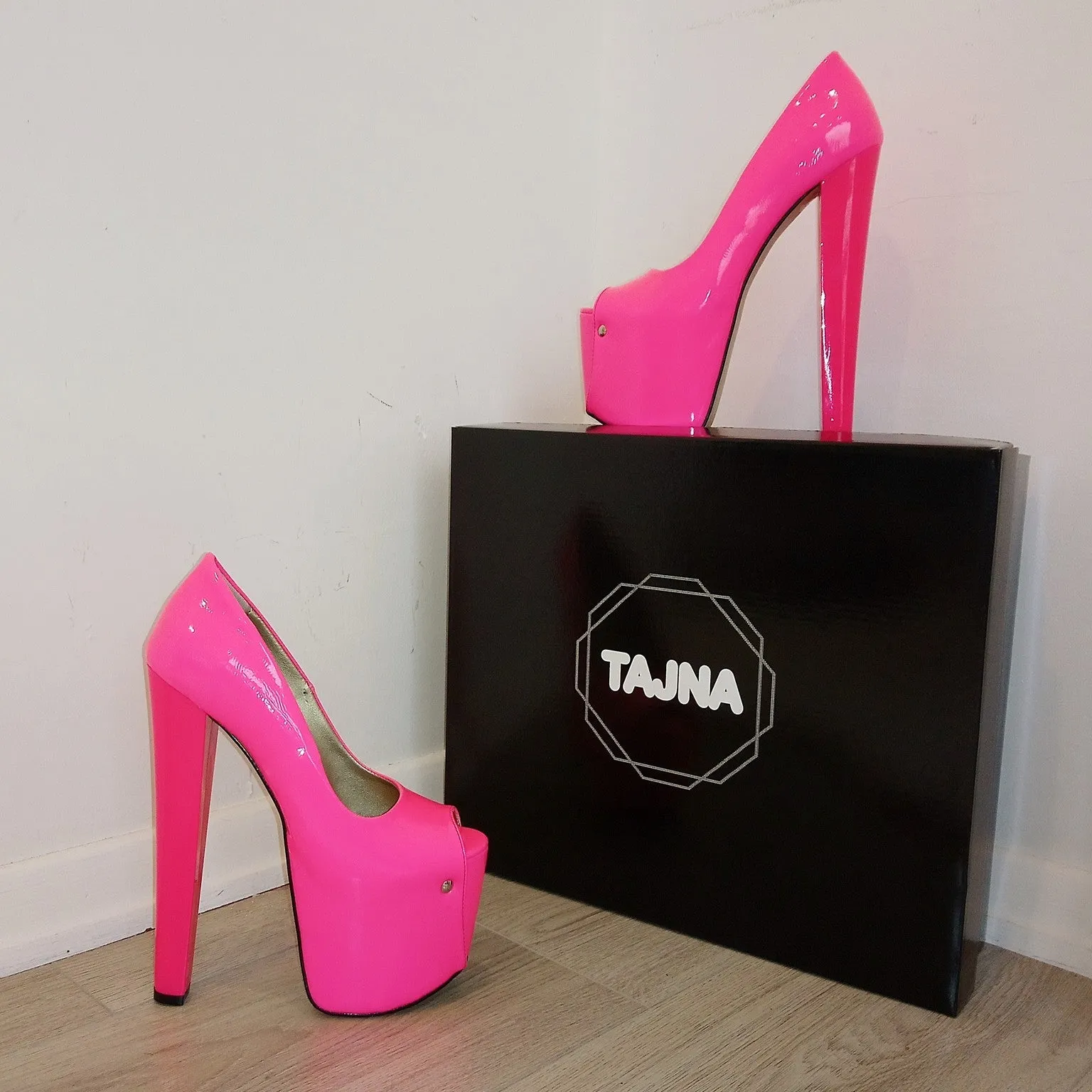 Pink Fusciha Peep Toe High Heel Platform Shoes