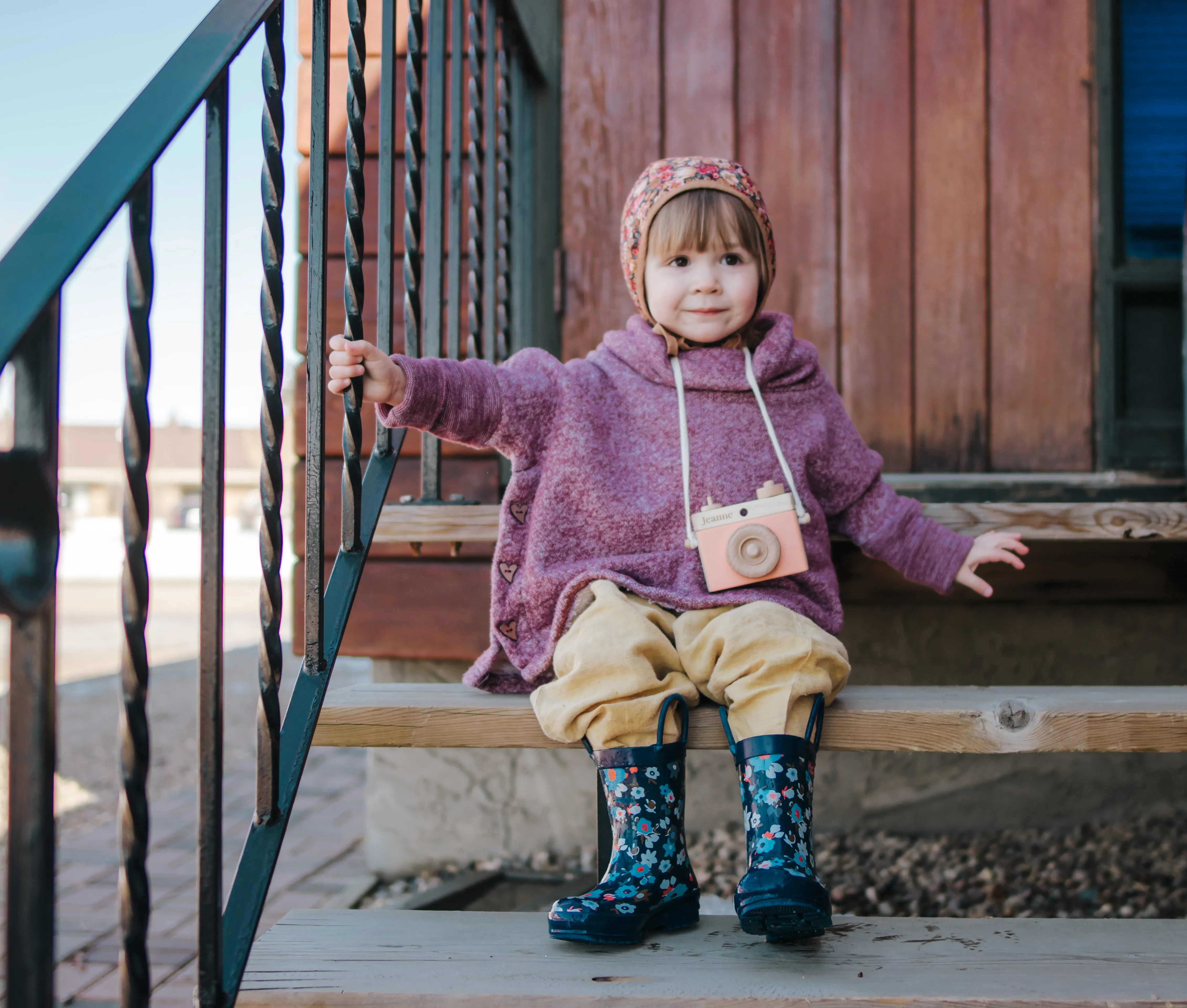 Pluie Pluie Girls RB - NY Navy Flower Rain Boots