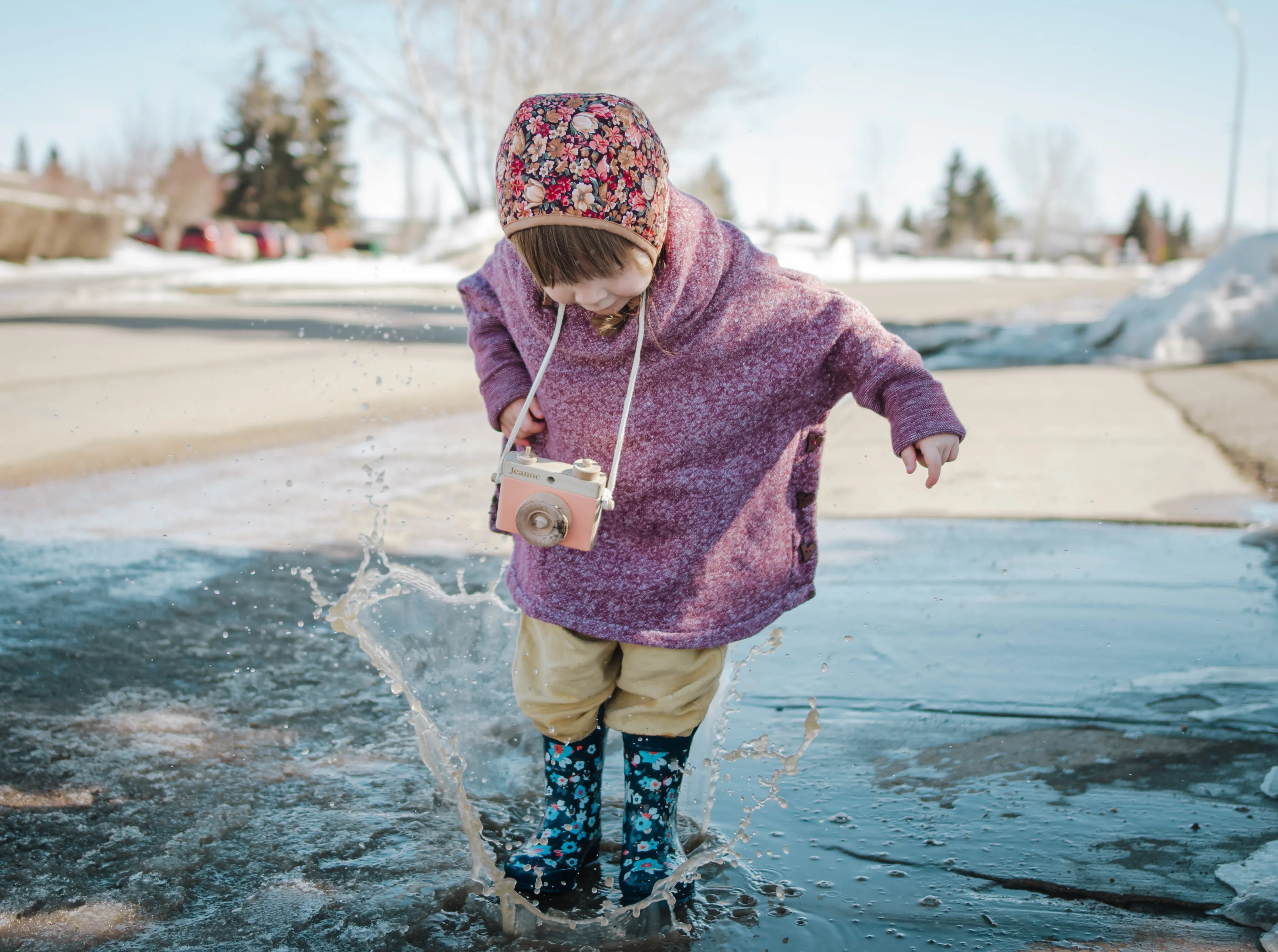 Pluie Pluie Girls RB - NY Navy Flower Rain Boots