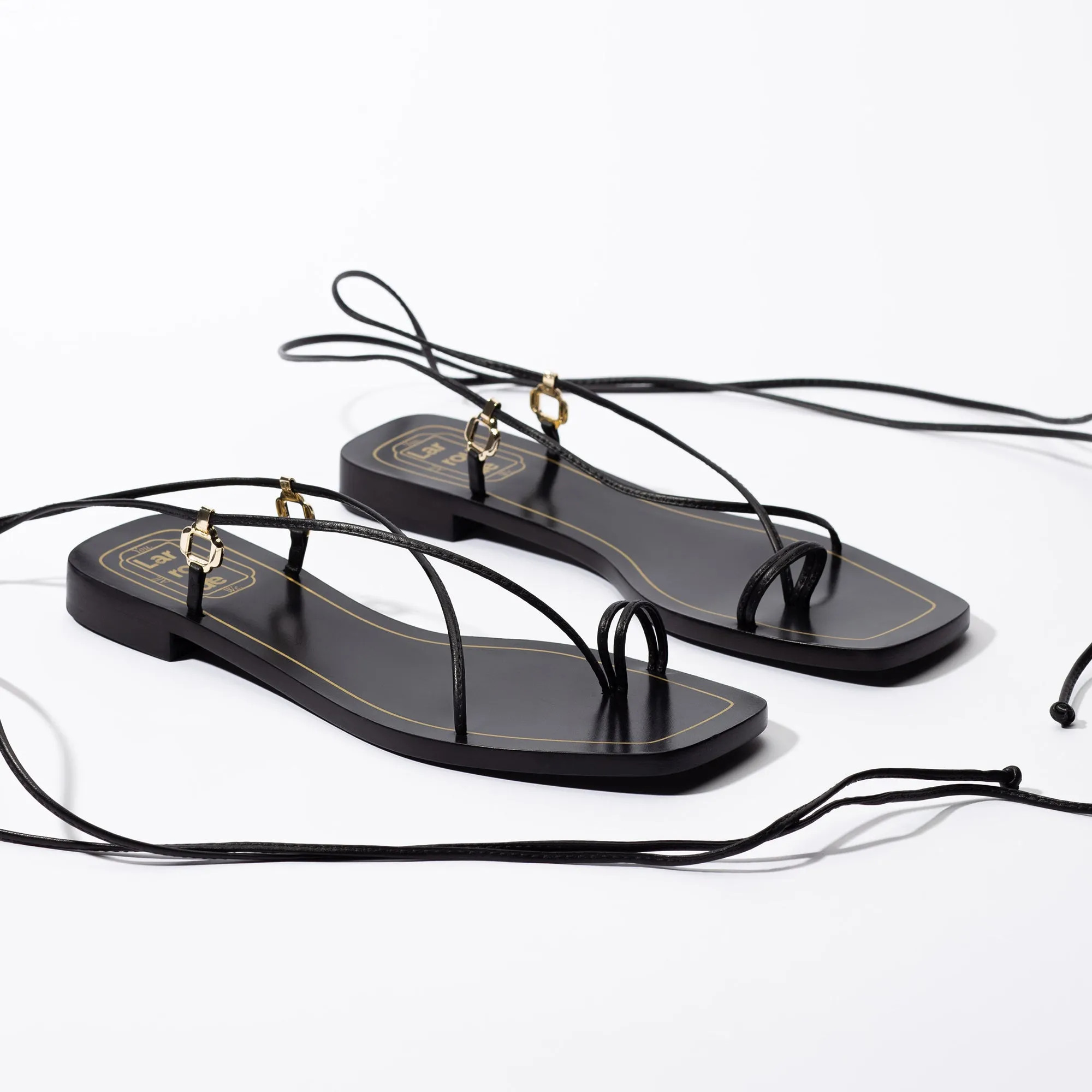 Portofino Flat Sandal In Black Leather