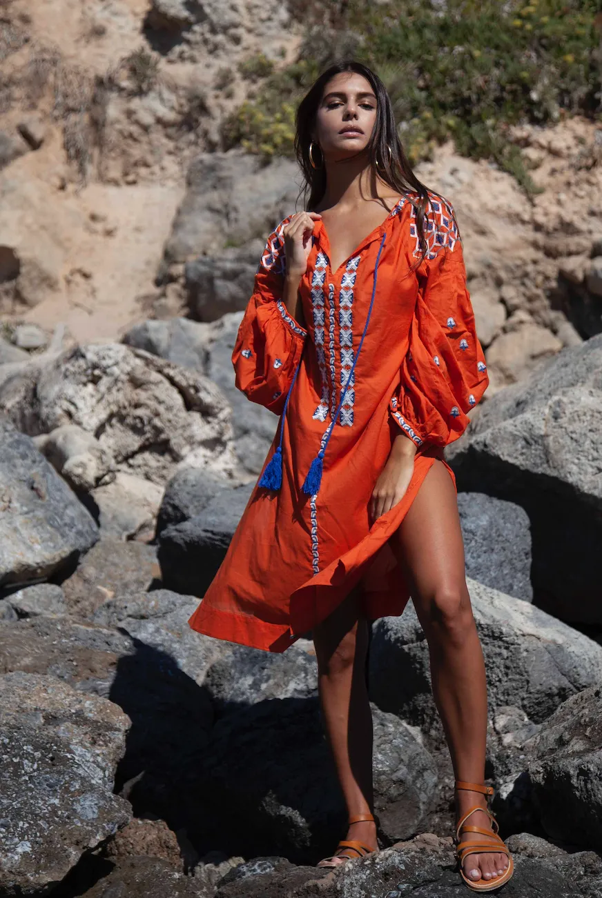 Tallulah Kaftan Dress | Rust