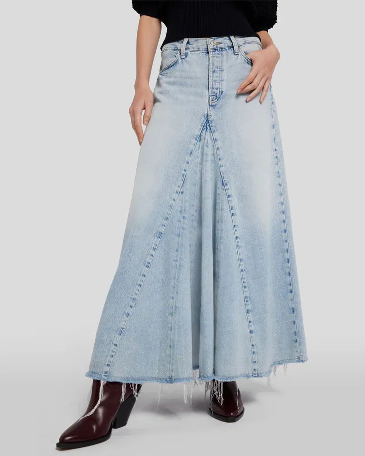 WESTERN PANELED DENIM MAXI SKIRT - 7 FOR ALL MANKIND