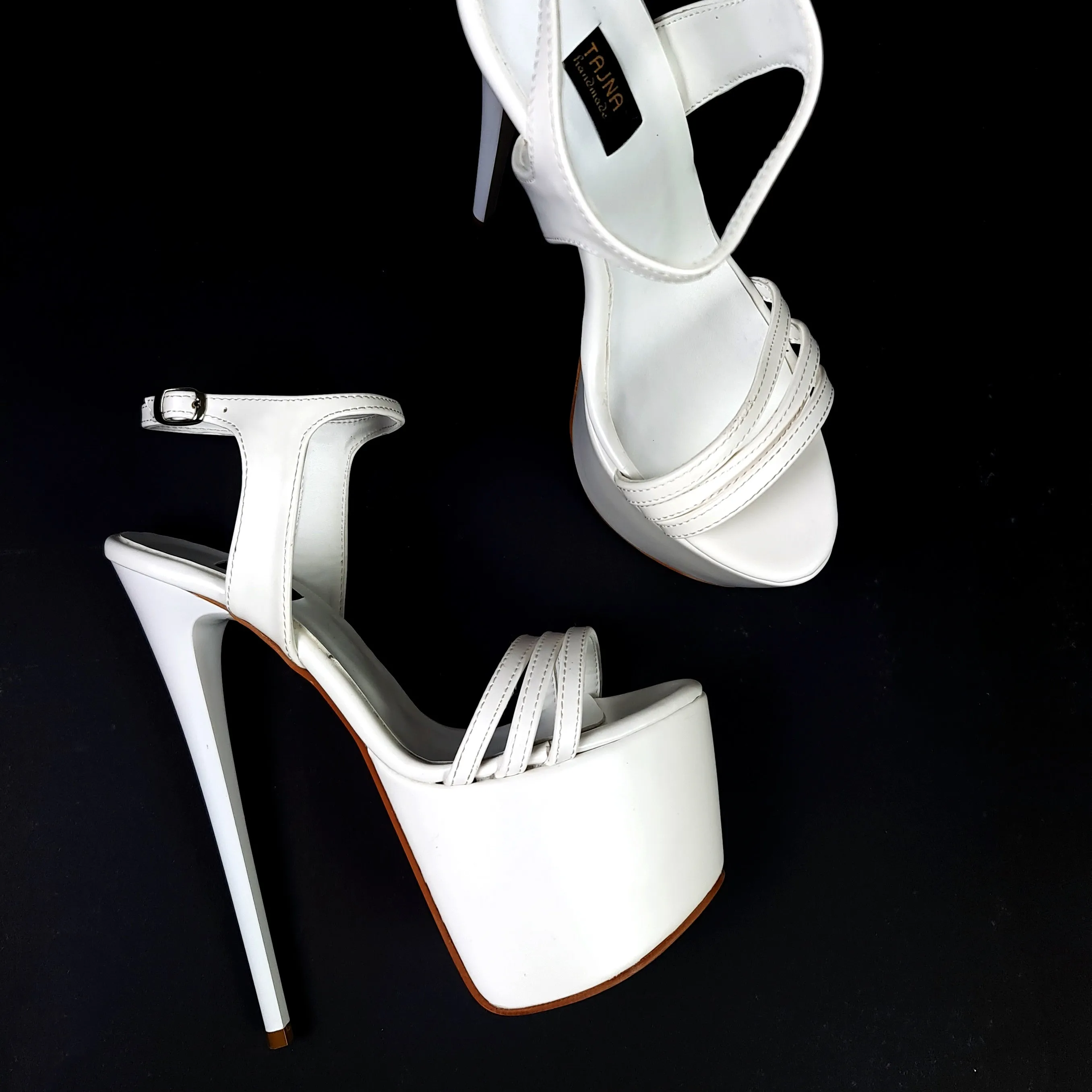 White Matte High Heel Platform Sandals