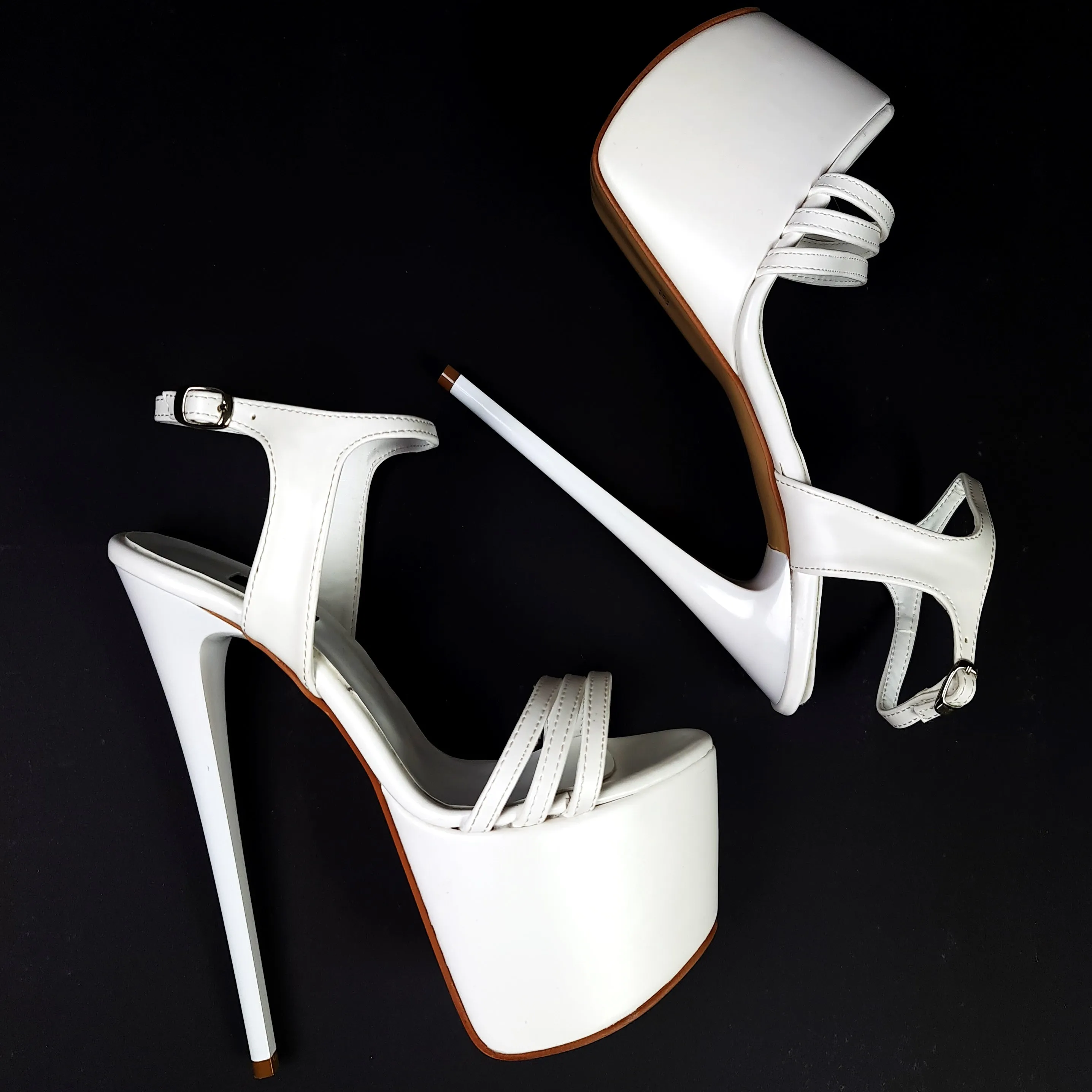 White Matte High Heel Platform Sandals